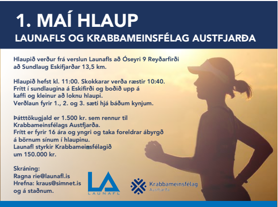 1 maí hlaup Launafls og Krabbameinsfélag Austfjarða
